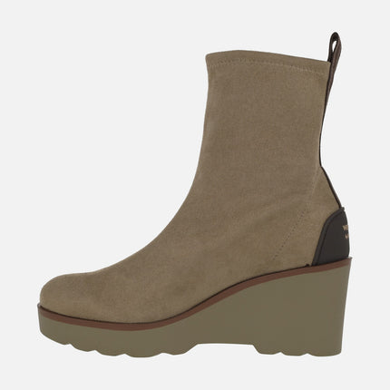 HITA women's wedged ankle boots in WATER REPELLENT suede effect fabric