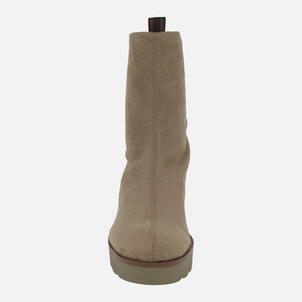 HITA women's wedged ankle boots in WATER REPELLENT suede effect fabric