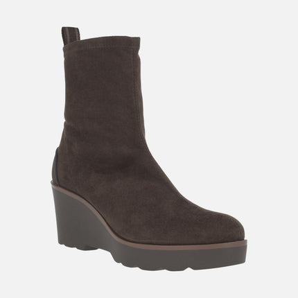 HITA women's wedged ankle boots in WATER REPELLENT suede effect fabric