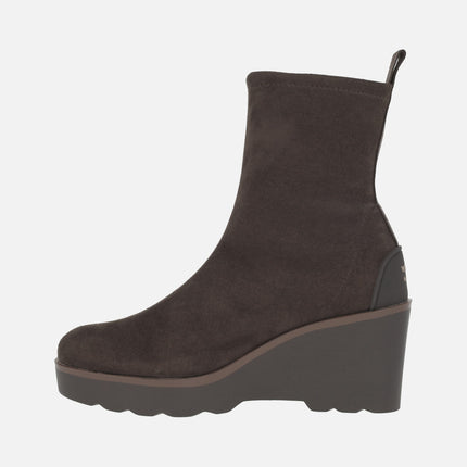 HITA women's wedged ankle boots in WATER REPELLENT suede effect fabric