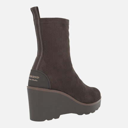 HITA women's wedged ankle boots in WATER REPELLENT suede effect fabric