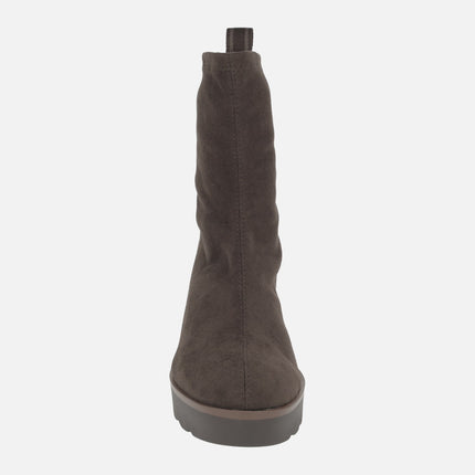 HITA women's wedged ankle boots in WATER REPELLENT suede effect fabric