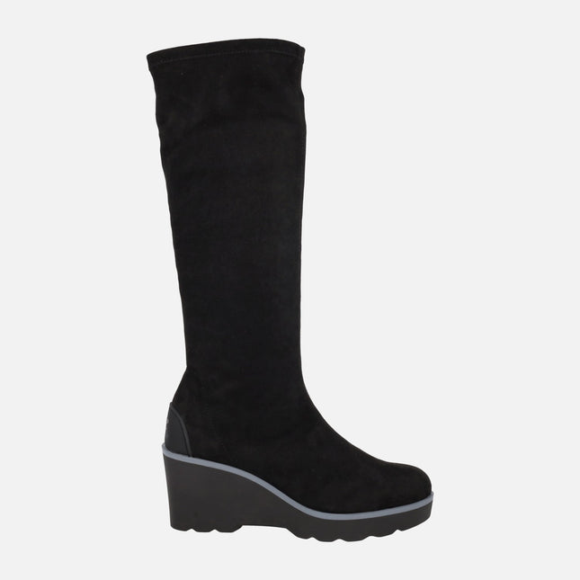 Botas altas SALISBURY en tejido elástico negro efecto ante WATER REPELLENT