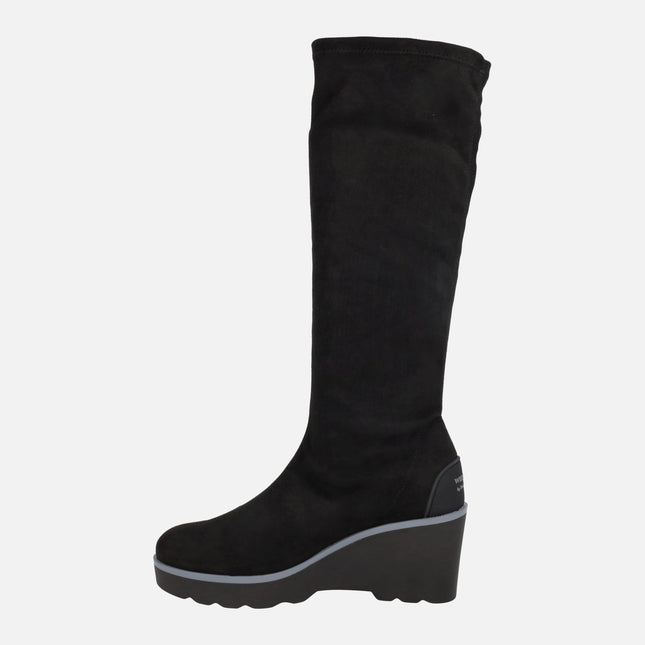 Botas altas SALISBURY en tejido elástico negro efecto ante WATER REPELLENT