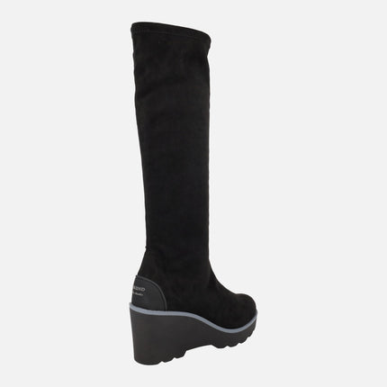 SALISBURY high boots in elastic fabric effect Black suede WATER REPELLENT 