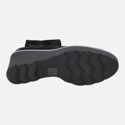 SALISBURY high boots in elastic fabric effect Black suede WATER REPELLENT 