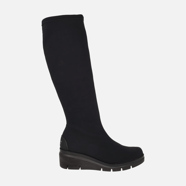 High boots in WATER REPELLENT elastic fabric Bulgari Black