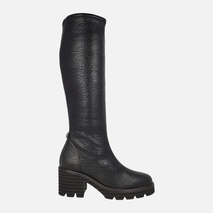 Botas altas de tacón en materiales elásticos Water repellent