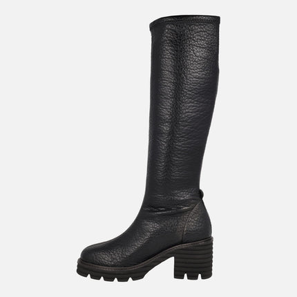 Botas altas de tacón en materiales elásticos Water repellent