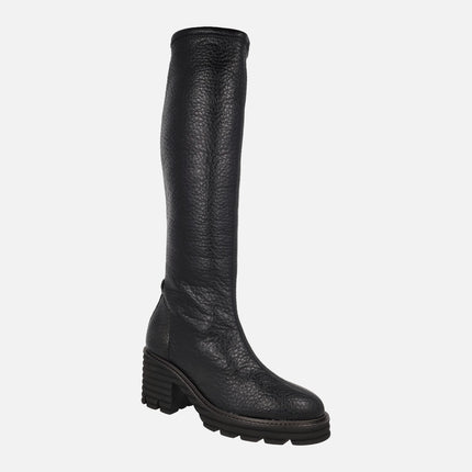 Botas altas de tacón en materiales elásticos Water repellent