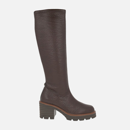Botas altas de tacón en materiales elásticos Water repellent