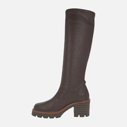 Botas altas de tacón en materiales elásticos Water repellent