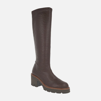 Botas altas de tacón en materiales elásticos Water repellent