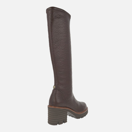 Botas altas de tacón en materiales elásticos Water repellent