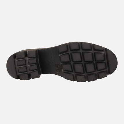 Heeled ankle boots in elastic Water repellent materials