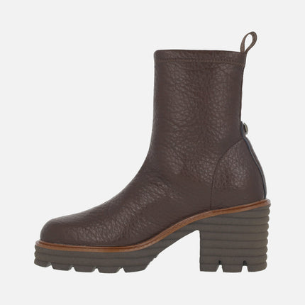 Heeled ankle boots in elastic Water repellent materials