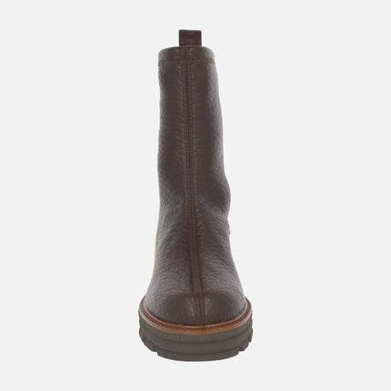 Heeled ankle boots in elastic Water repellent materials