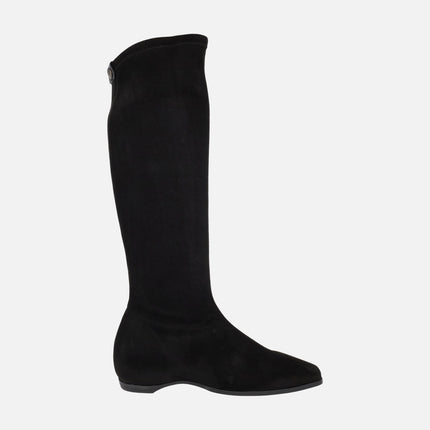 High boots in fabric Black Suede effect with VIZCAYA interior wedge