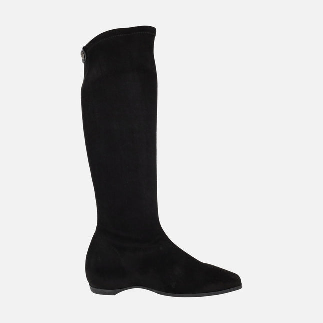 Botas altas en tejido negro efecto ante con cuña interior VIZCAYA