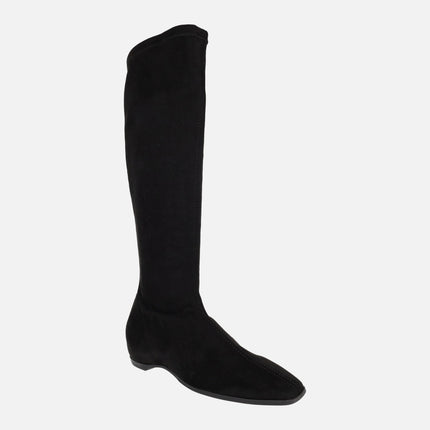 High boots in fabric Black Suede effect with VIZCAYA interior wedge