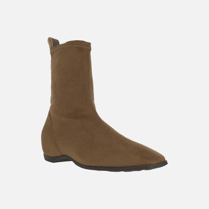 Suede effect sock style ankle boots with Water repellent and inner wedge