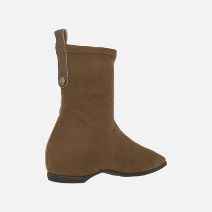 Suede effect sock style ankle boots with Water repellent and inner wedge