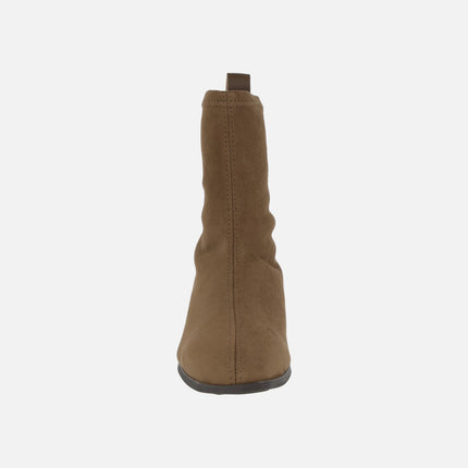 Suede effect sock style ankle boots with Water repellent and inner wedge