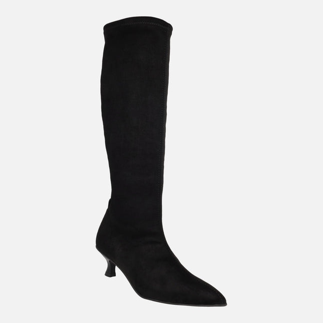 Yantai high boots in suede effect elastic fabric WATER REPELLENT