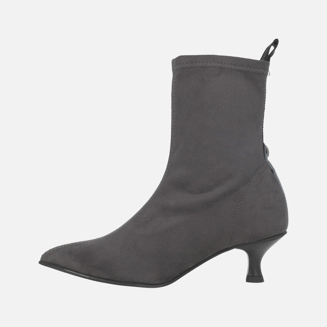Murten heeled ankle boots in WATER REPELLENT suede-effect elastic fabric