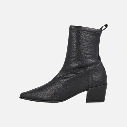 Reznos cowboy style ankle boots in elastic materials with an embossed leather effect