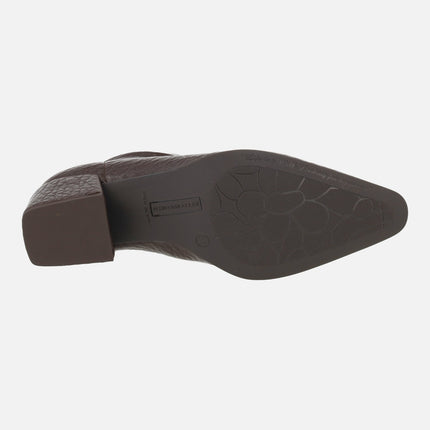 Reznos cowboy style ankle boots in elastic materials with an embossed leather effect
