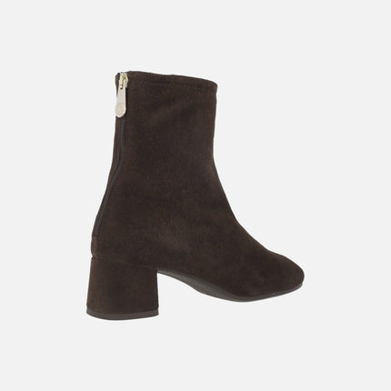 Asti dark brown suede ankle boots with 5 cm heels