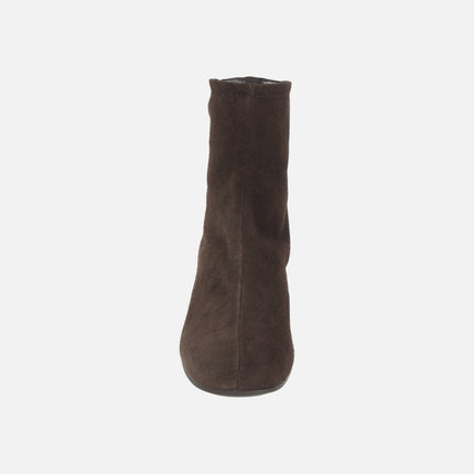 Asti dark brown suede ankle boots with 5 cm heels