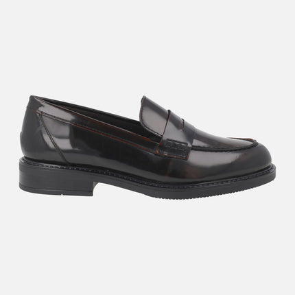Mocasines con antifaz para mujer en piel florentic marrón