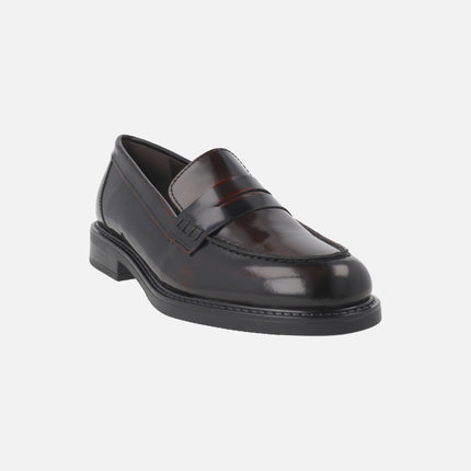 Mocasines con antifaz para mujer en piel florentic marrón