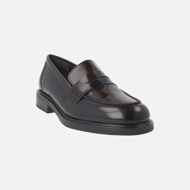 Women's moccasins with mask in brown Florentic leather
