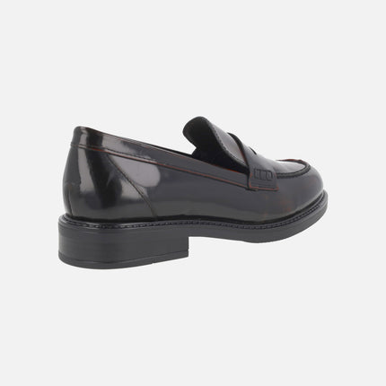 Mocasines con antifaz para mujer en piel florentic marrón