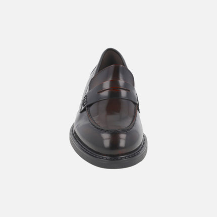 Mocasines con antifaz para mujer en piel florentic marrón