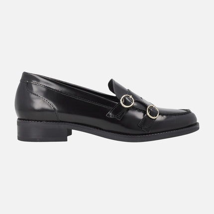 Women's loafers in Florentic leather with two buckle detail