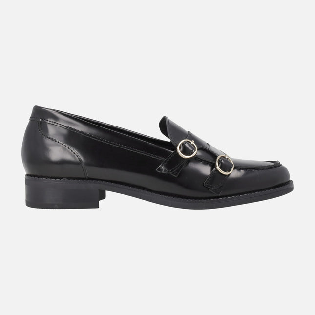 Women's loafers in Florentic leather with two buckle detail
