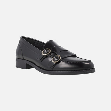 Women's loafers in Florentic leather with two buckle detail