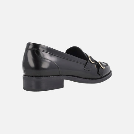 Women's loafers in Florentic leather with two buckle detail