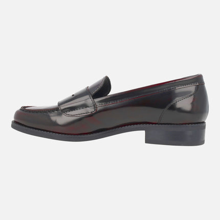 Burgundy florentic leather loafers with two buckle detail