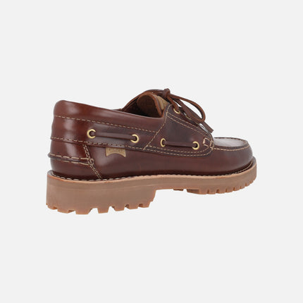 Camper men's brown leather boat shoes