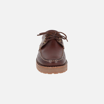 Camper men's brown leather boat shoes