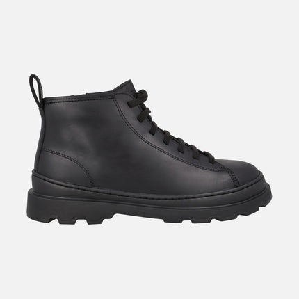 Men's black leather ankle boots with laces Brutus+ 