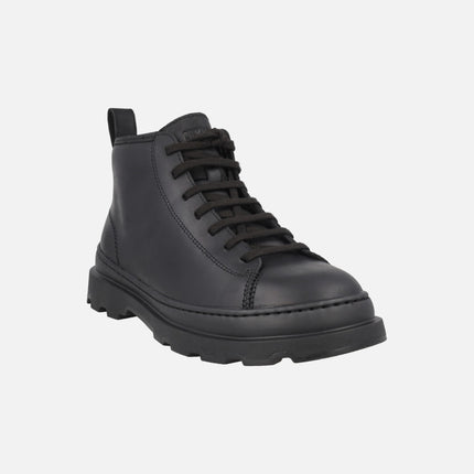 Men's black leather ankle boots with laces Brutus+ 