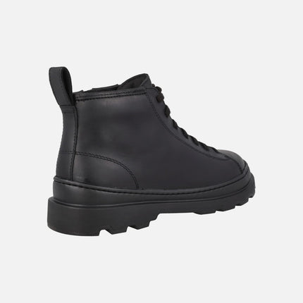 Men's black leather ankle boots with laces Brutus+ 