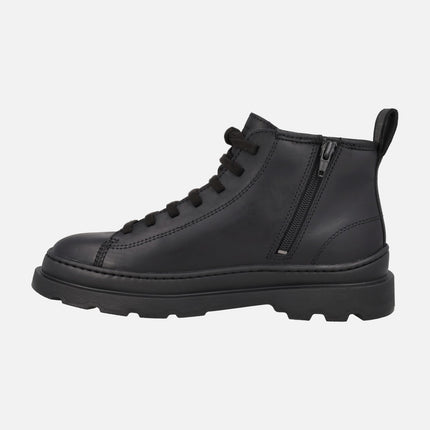 Men's black leather ankle boots with laces Brutus+ 