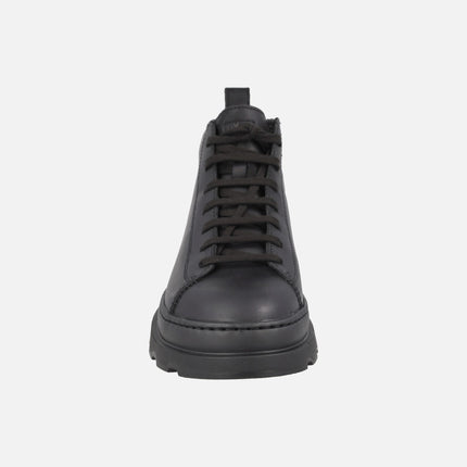 Men's black leather ankle boots with laces Brutus+ 
